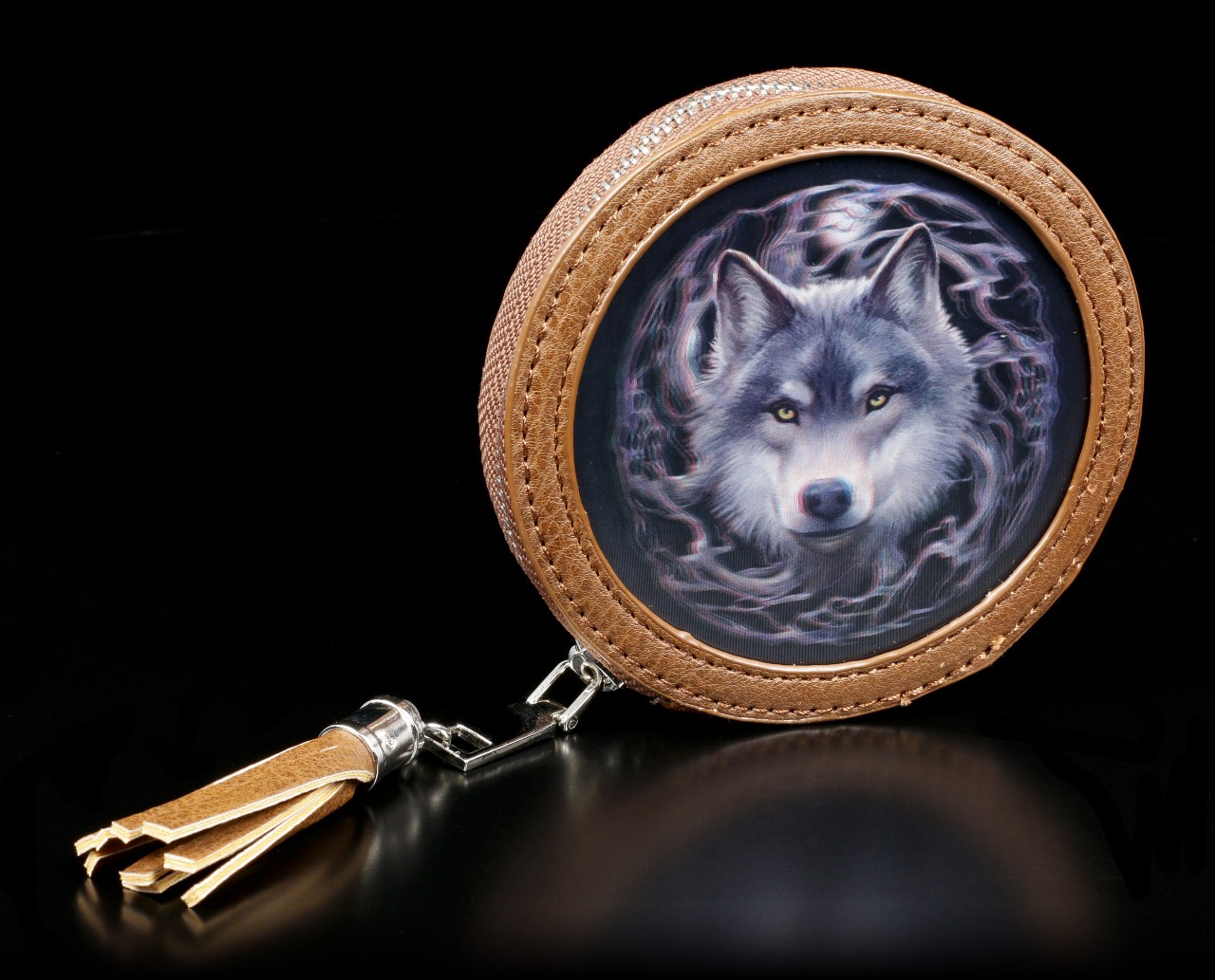 3D Coin Purse with Wolf - Night Forest