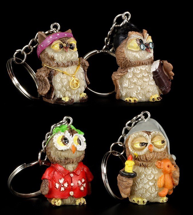 Owl Keyring Pendants - Set of 4