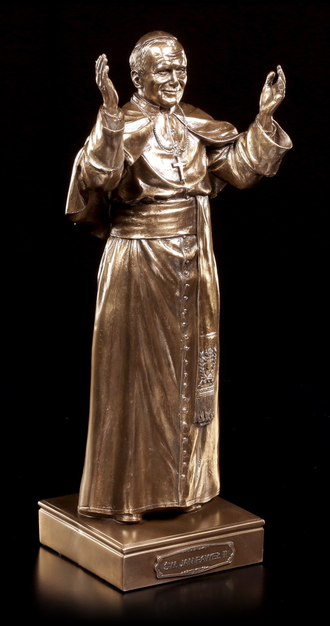 Papst Johannes Paul II Figur - bronziert