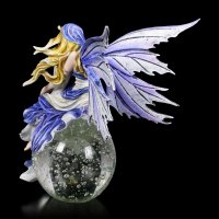 Elfen Figur auf Glaskugel - Blue Dream