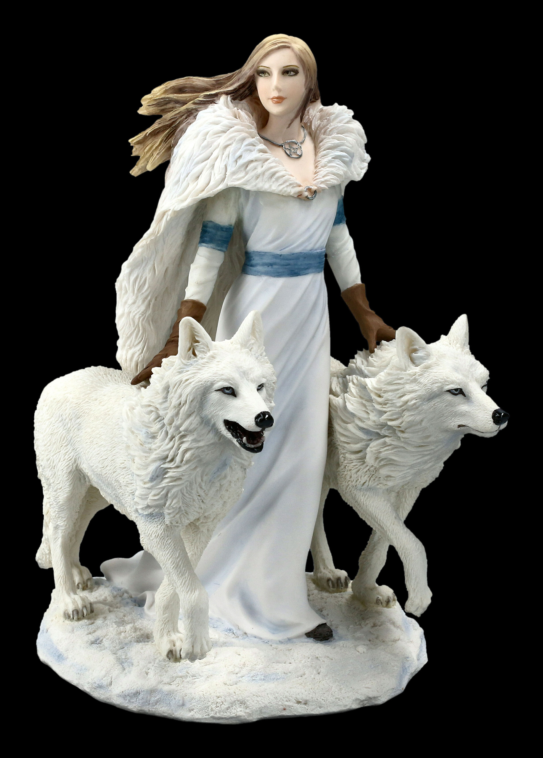Winter Guardians by Anne Stokes Snow Wolves and Mistress Statue