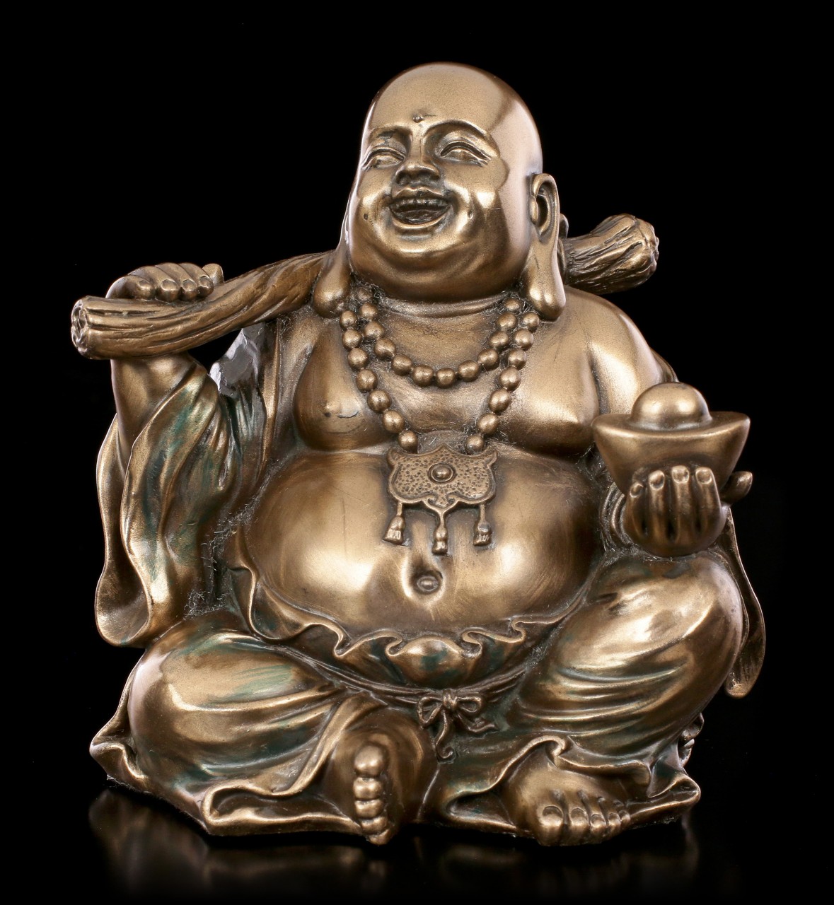 Sitting Buddha Figurine with Gold Nugget
