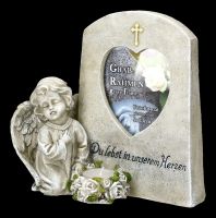 Grave Angel Figurine with Picture Frame and Tea Light