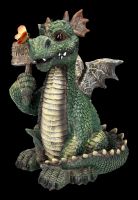 Dragon Figurine green with Welcome Sign