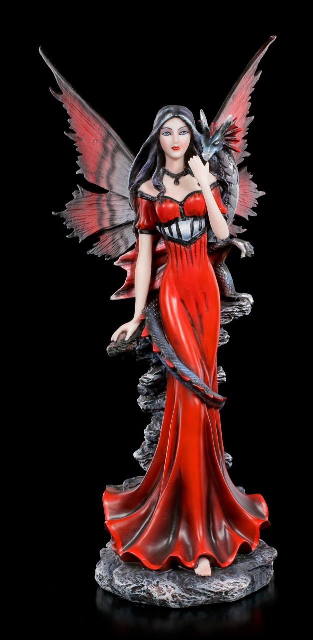 Fairy Figurine - Garnet with Dragon on Shoulder 