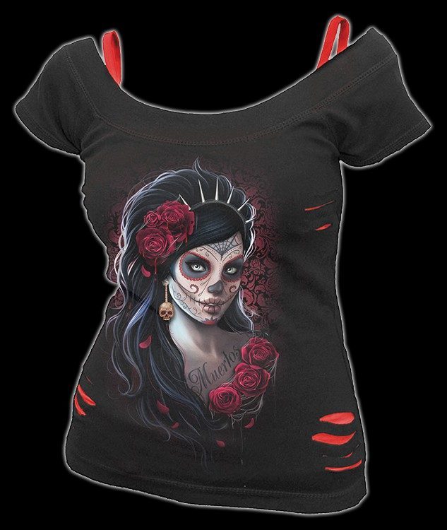 2in1 Damen Shirt Gothic - Day Of The Dead