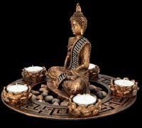 Buddha Figur als fünffach Teelichthalter bronzefarben