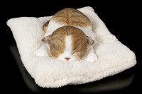 Katzen Figur schlafend auf weißer Decke