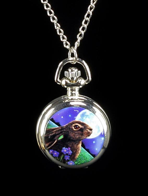 Pendant Watch Silver Plated - Moon Gazing Hare