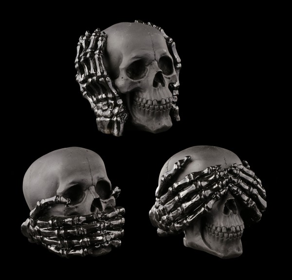 Skull Set of 3 - No Evil - black