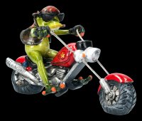 Lustige Frosch Figur auf Motorrad