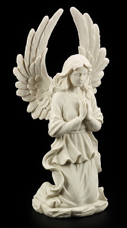 Garden Figurine - Kneeling Angel white