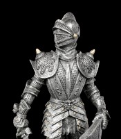 Knight Figurine with Sword and Shield - silver colored