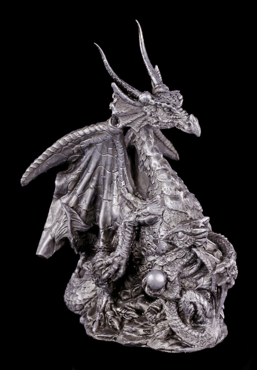 Dragon Figurine with Baby and Ball
