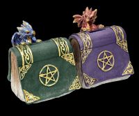 Dragon Figurines on Book as Money Box Set of 2