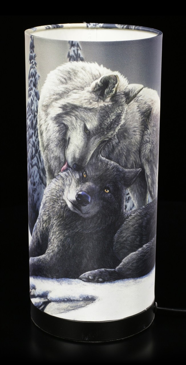 Table Lamp with Wolves - Snow Kisses