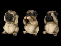 Three wise Pug Figurines - No Evil
