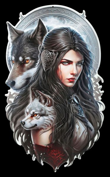 Metal Sign - Dark Warrior with Wolves