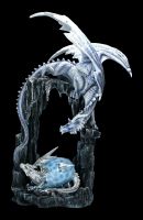 Large Dragon Figurine - Snow Dragon with Baby