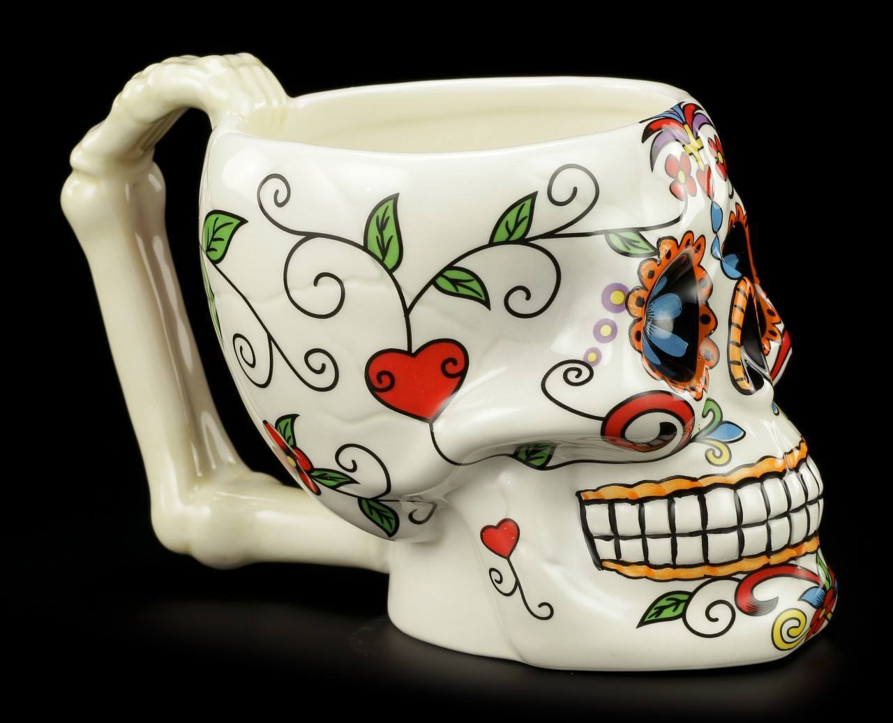 Skull Mug with Flowers - Day of the Dead