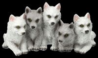 Wolf Figurine - Five Cute Arctic Wolf Pups