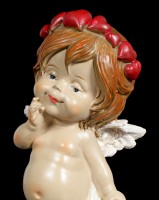 Cherub Figurine - Little Angel with Basket full of Hearts