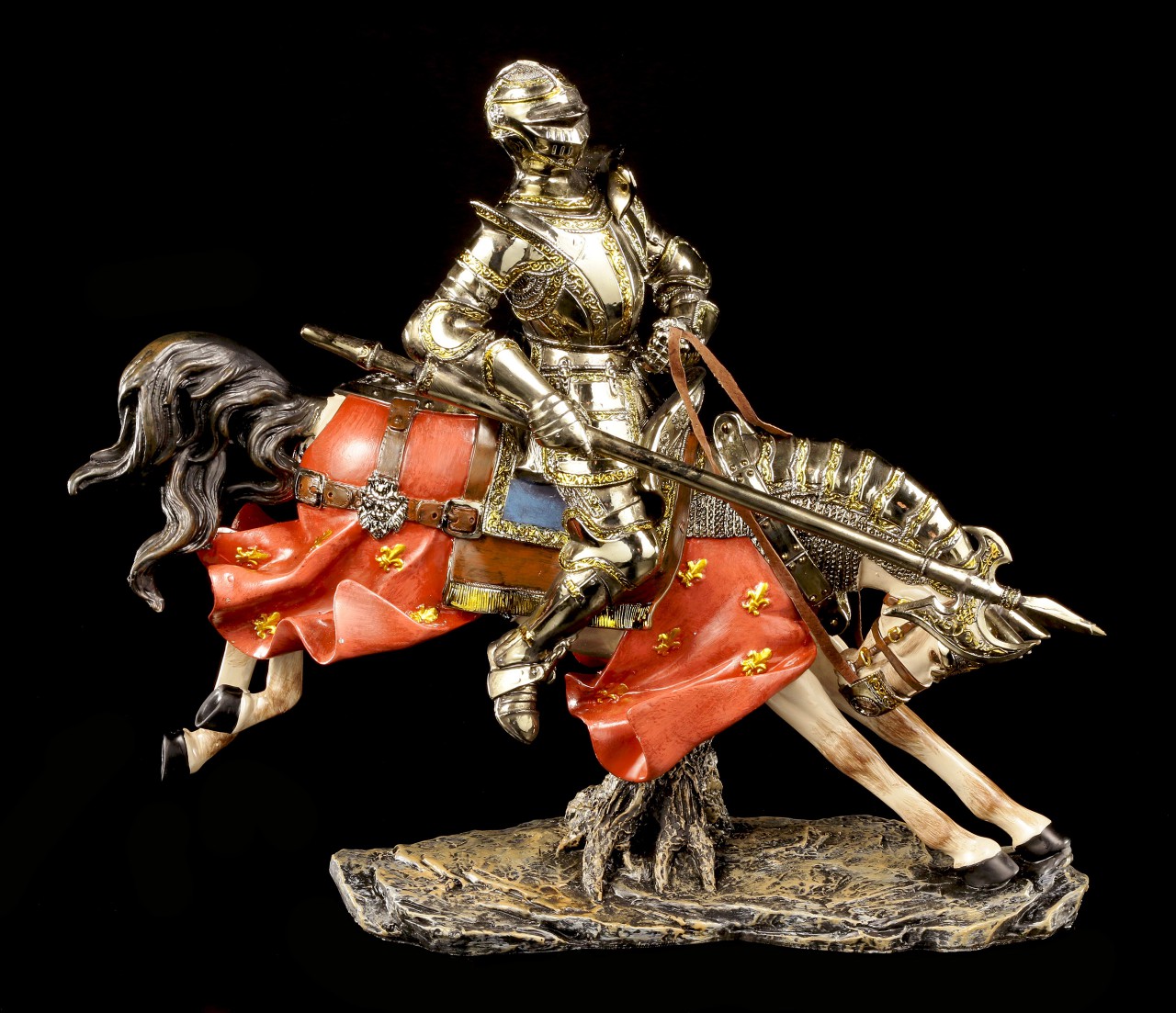 Ritter Figur mit Pferd und Lanze
