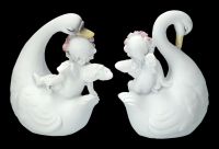 Angel Figurines - Cherubs on Swans Set of 2