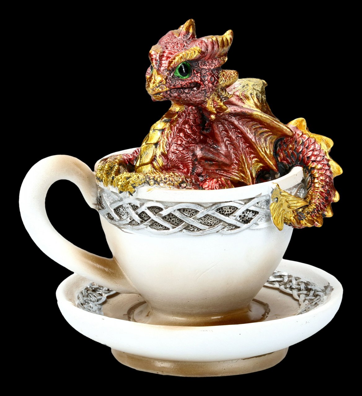 Dragon in Cup Figurine - Dracuccino - red