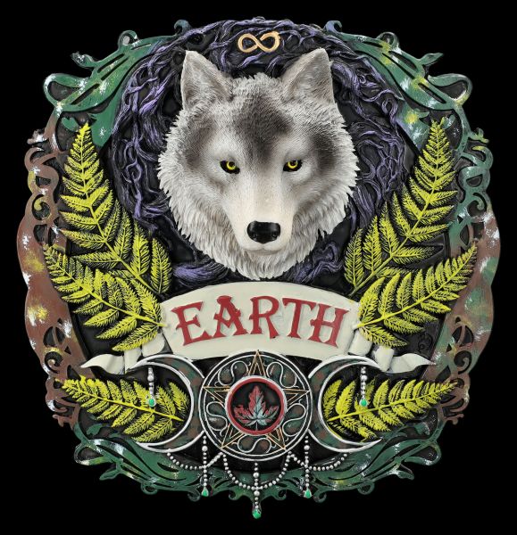 Wall Plaque Anne Stokes - Wolf Element Earth