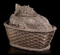 Animal Urn - Cat Angel in Basket with Gravure Plate