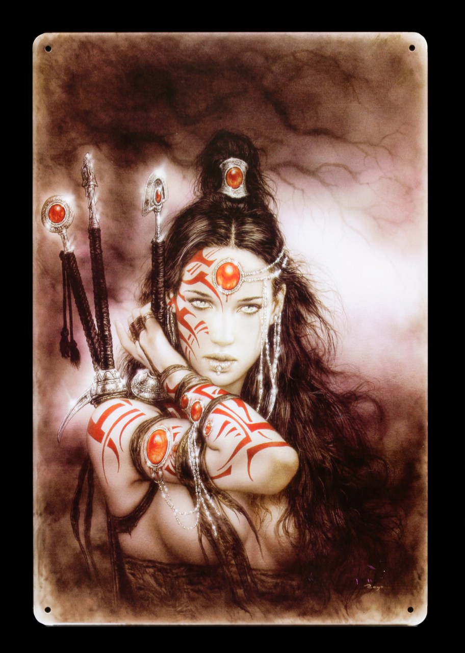Metal Sign with female Warrior by Luis Royo