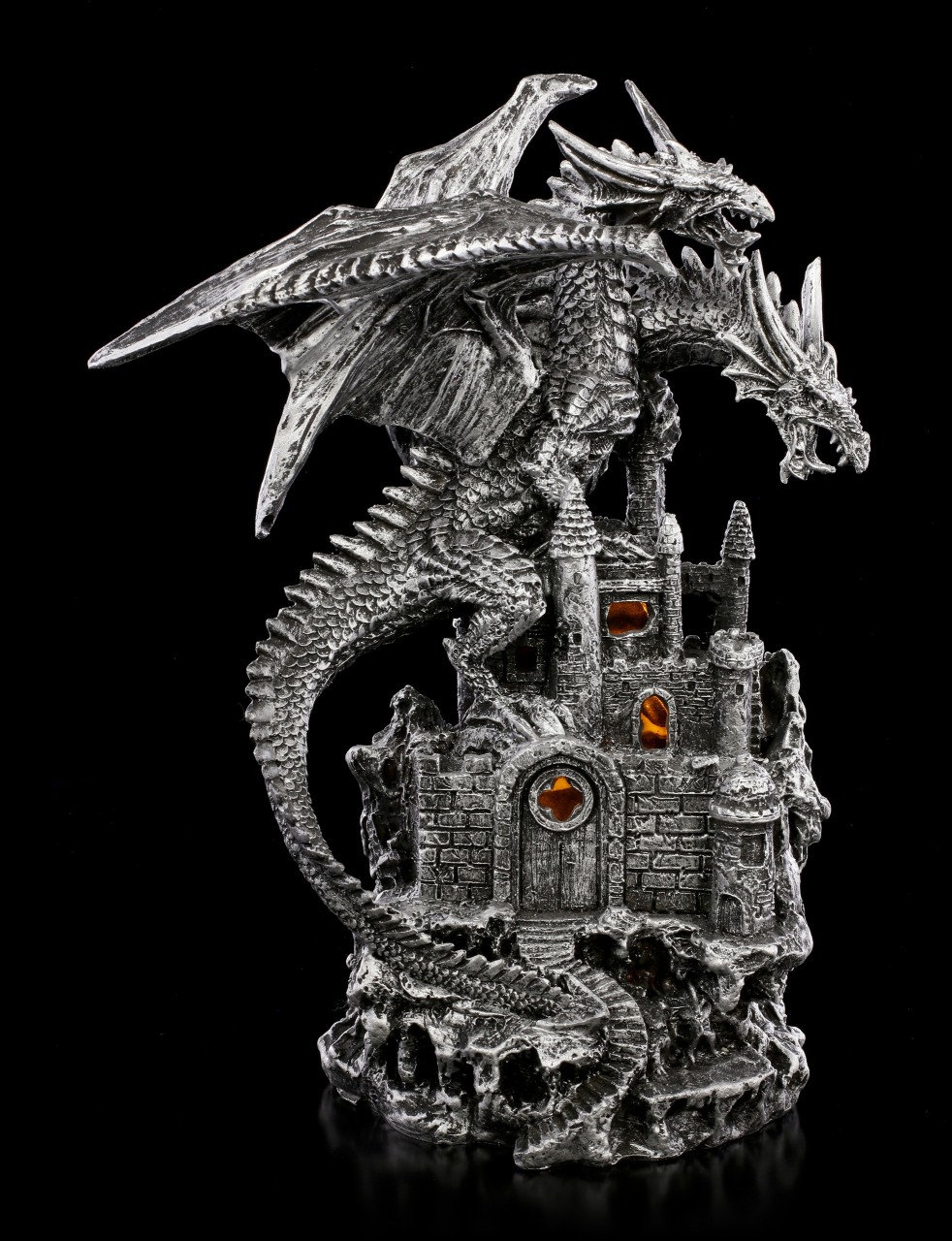 Two-Headed Dragon Figurine with LED