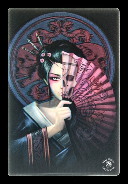 3D Postkarte - Geisha Skull