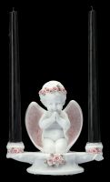 Angel Candle Holder - Cherub with pink Roses