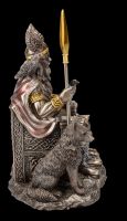 Odin Figur auf Thron mit Wölfen und Raben