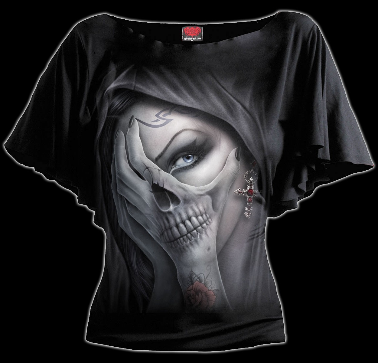 Dead Hand - Gothic Boat Neck Bat Sleeve Top