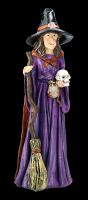 Witch Figurine with Broom and Skull