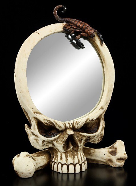 Totenkopf Spiegel mit Skorpion