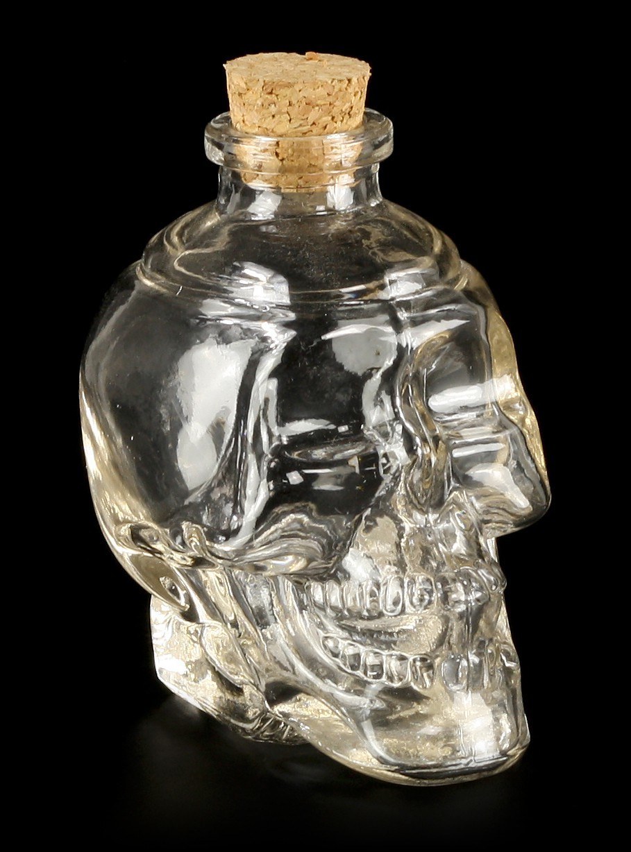 Totenkopf Glasflasche - Klar
