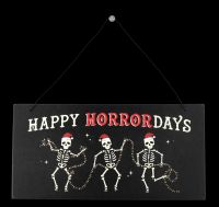 Schild Weihnachtliche Skelette - Happy Horrordays