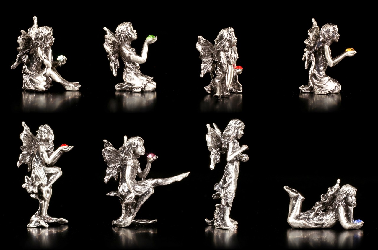 Pewter Fairy Figurines with Crystals Set of Veronese 