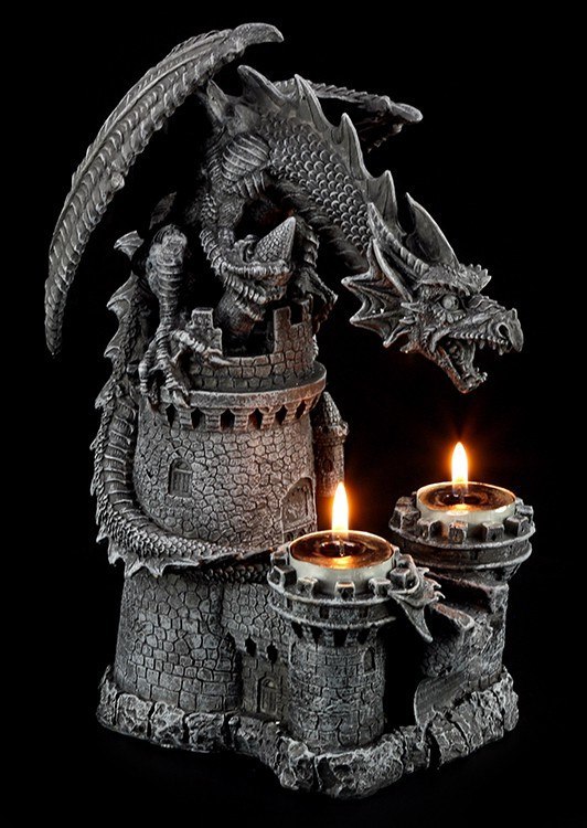 Dragon on Castle - Tealightholder