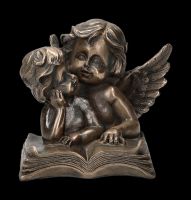 Engel Figur - Putten auf Buch bronziert