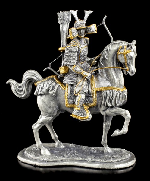 Japanischer Samurai mit Pferd und Bogen - Zinn Figur