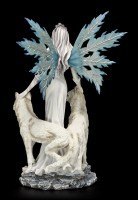 Große Elfen Figur - Maylea mit zwei weißen Wölfen