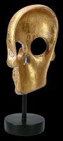 Goldfarbene Totenkopf Maske auf Metall Ständer