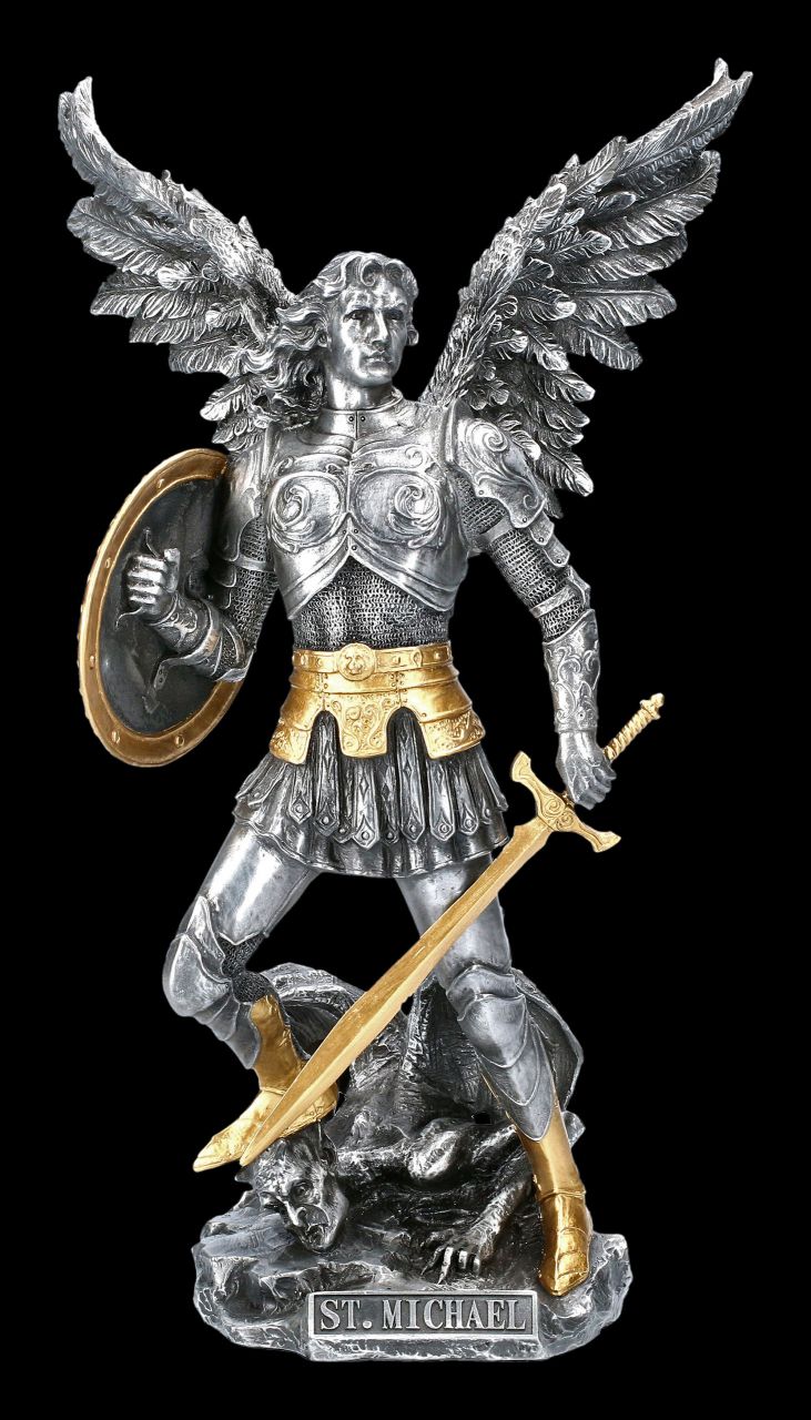 Erzengel Michael Figur - silber gold