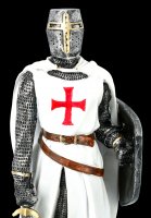 Weiße Tempelritter Figur mit Schild und Schwert