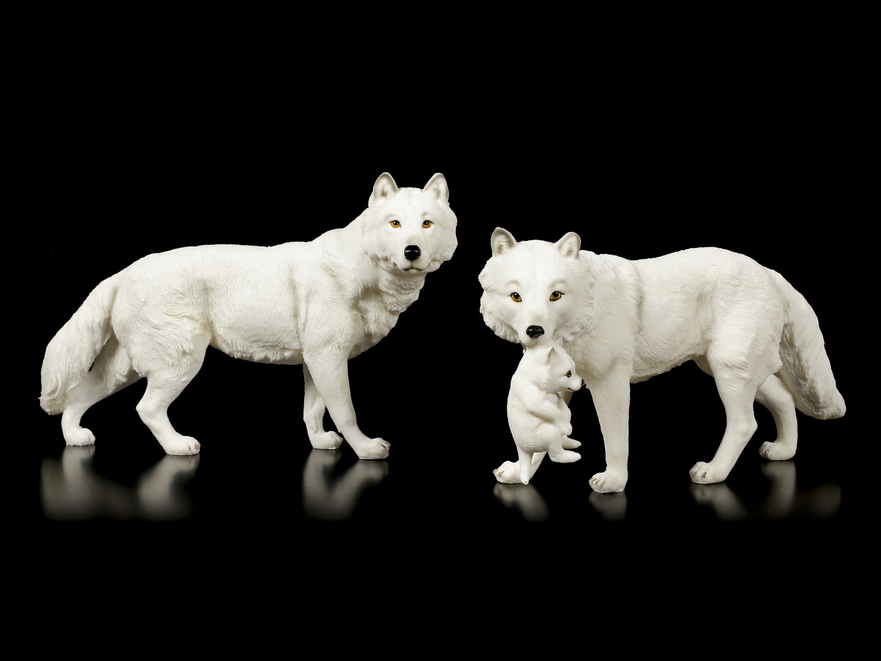 Wolf Figuren - Schneewolf Familie